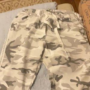 Grey and white camo pants